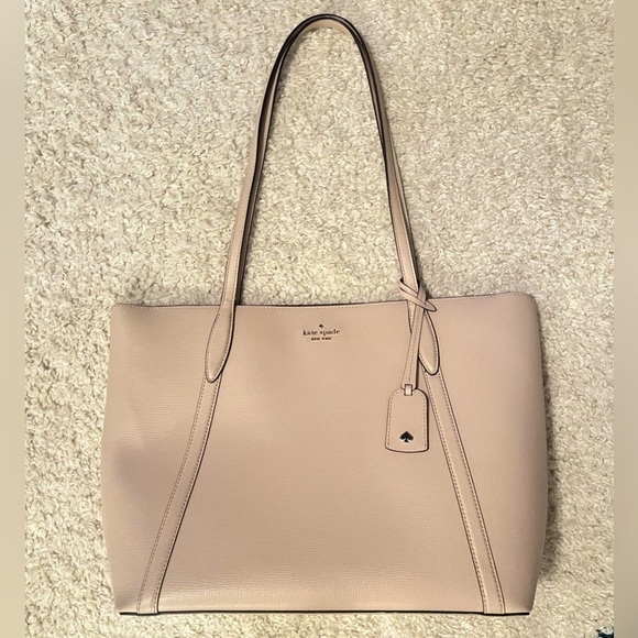 Kate Spade New York | Cara Refined Grain Leather Large Tote Bag in Warm Taupe - Picture 2 of 9